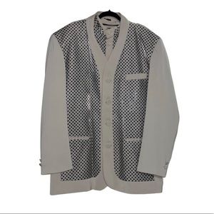 Pronti Collection By Phita Mens Button Down & Blazer Set - Cream/Black - Size L
